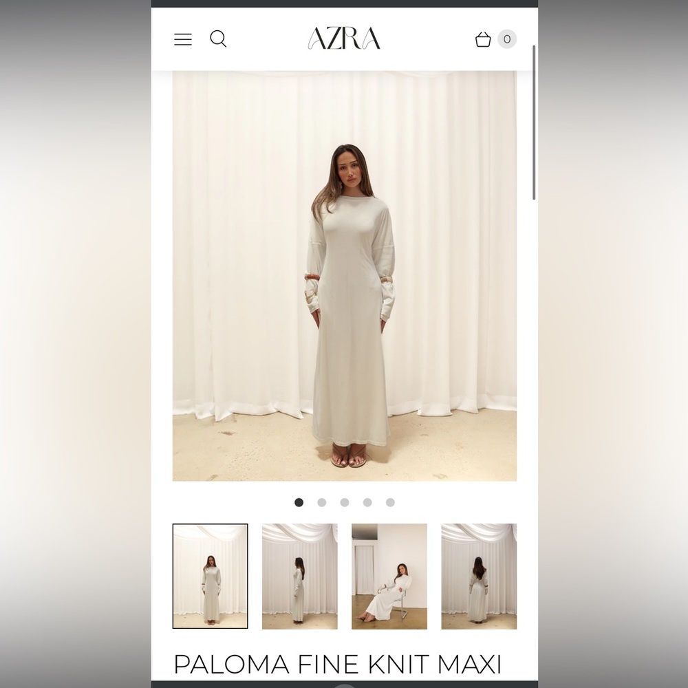 Azra the label New Paloma Fine knit maxi dress, white, size large, never worn